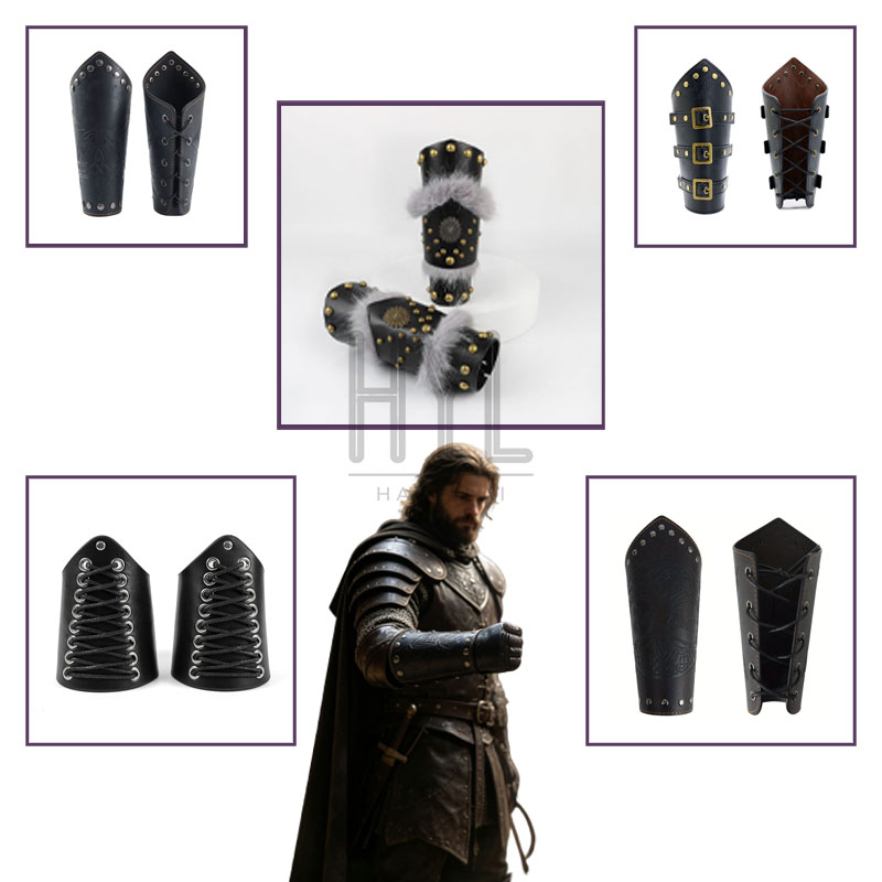 Cosplay Prop - 中世風スチームパンクレトロ、多層構造のPUレザー製、リベット付きガントレット、ハロウィーン、LARP（ライブ・アクション・ロールプレイング）、コスプレ、手甲、コスチュームアクセサリー、小道具