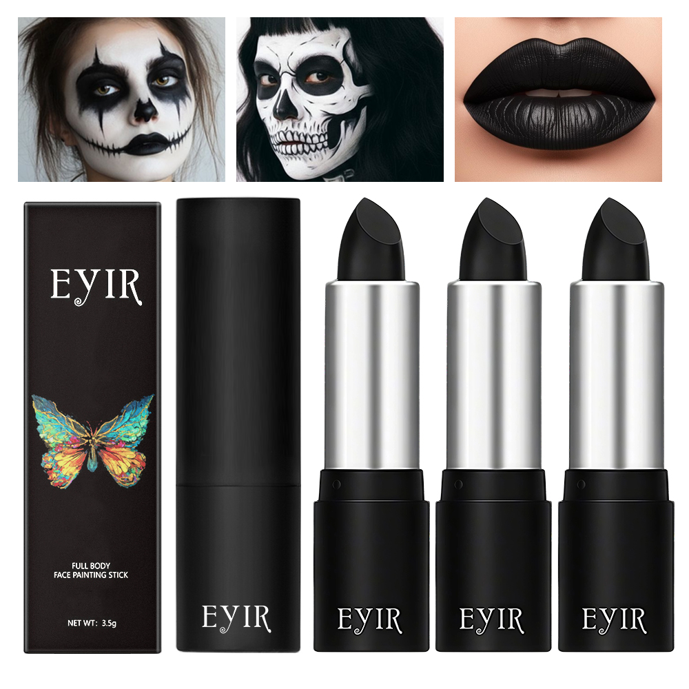Body Paint Sfx - EYIR 3本セット ブラックフェイスボディペイントスティック、ツイストメイクアップクレヨン、ハロウィンSFXメイクアップ（コスプレ、スケルトン、ゾンビ、ステージパーティー用）