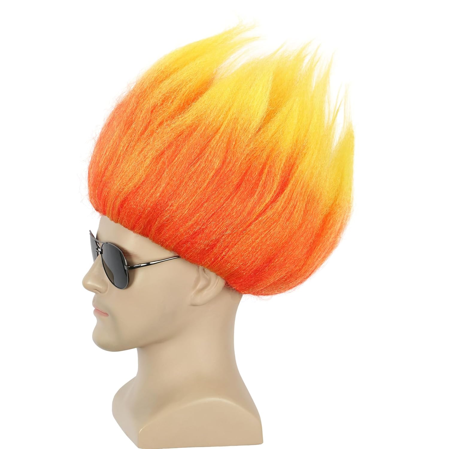 ショートオレンジウィッグスパイキーアニメウィッグ炎形ウィッグ - Cosplay Flame Prop のレビューと価格